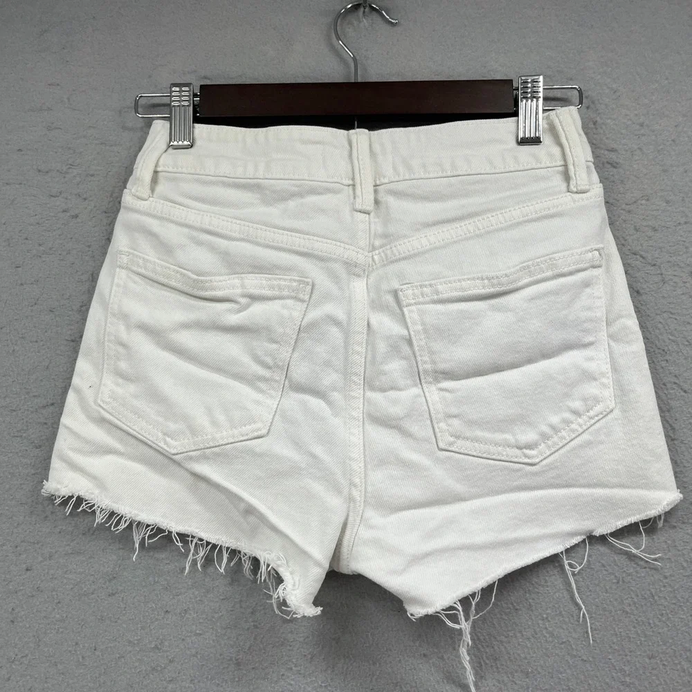 Just Black Denim JBD Shorts Womens XS White Jorts Frayed Raw Hem Summer Festival